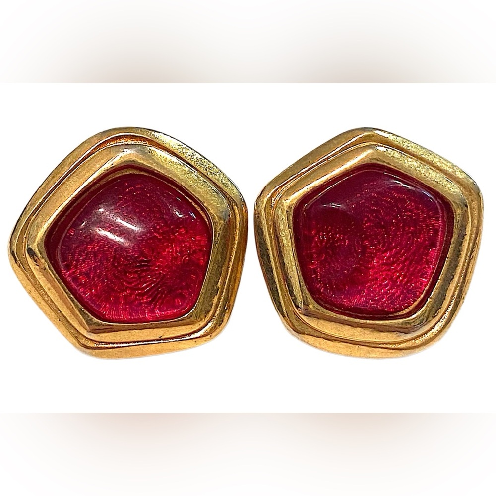 AVON Vintage Red Gold Clip On Earrings